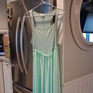 POL Light Green Textured Dress with Side Slits.